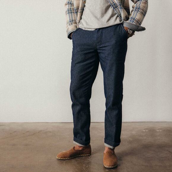 Taylor Stitch Men's The Morse Pant Rinsed Indigo Textured Stripe Size 32X32 - Picture 4 of 16